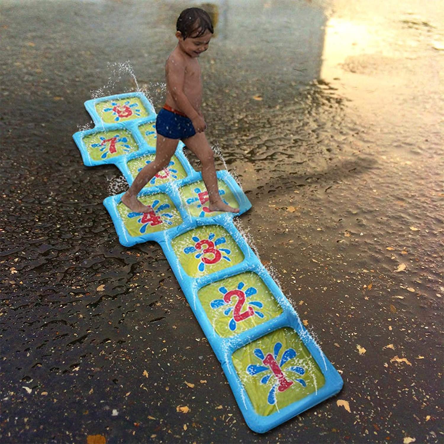Inflatable Hopscotch Play Mat Sprinkler Water Game for Children Safe And Interestig