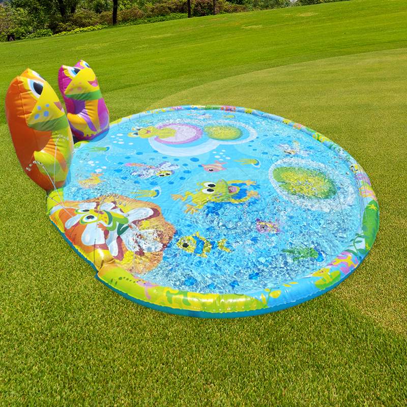 Children's Sprinkler Mat 3D Frog Shaped Water Spray Pad Toy Game Cushion for Outdoor Lawn Garden