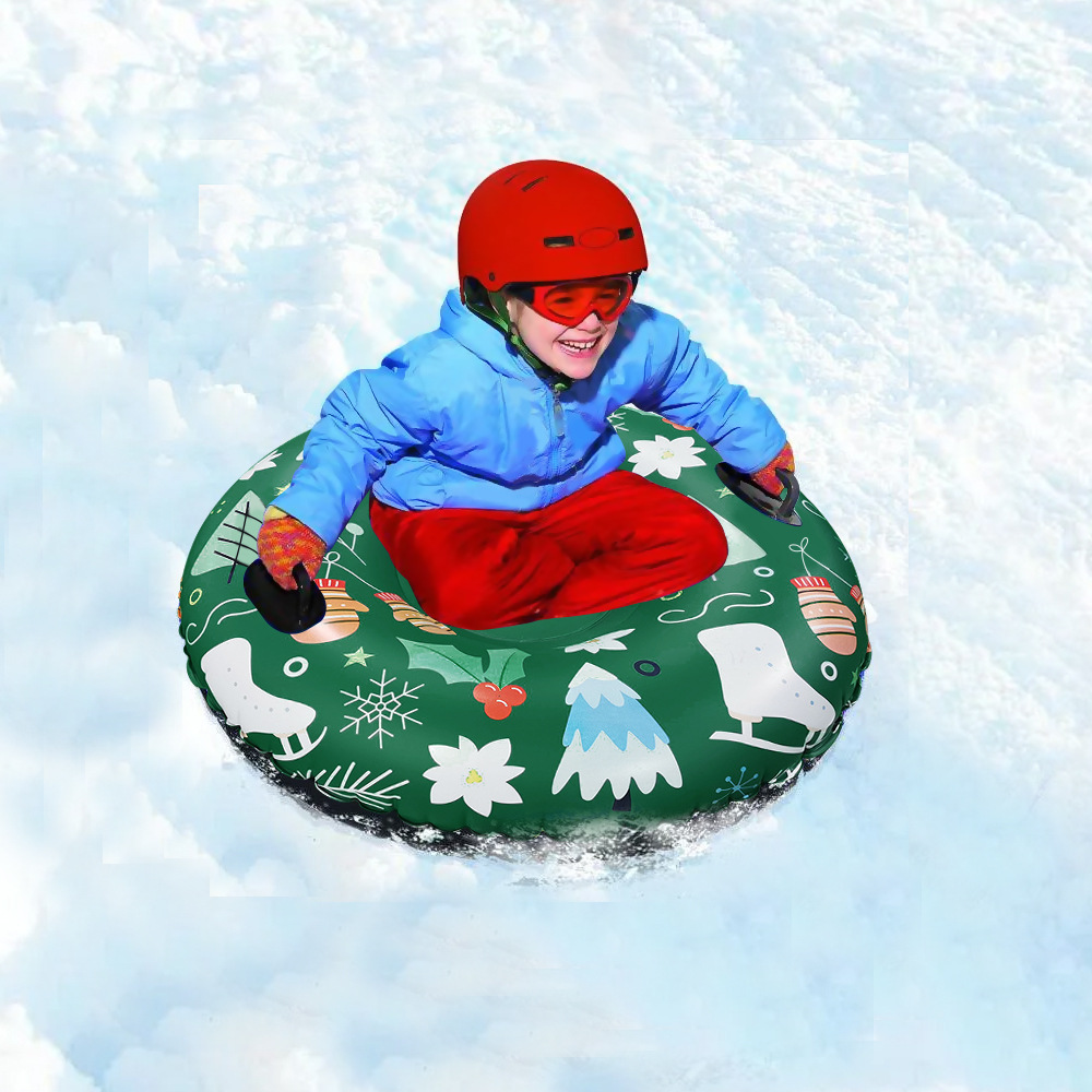 High Quality Christmas theme PVC inflatable ski ring for kids adults high elasticity and cold inflatable ski ring Snow Scooter Snow tube