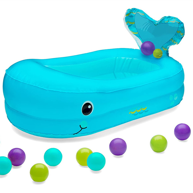 Swimming Pool Inflatable Baby Bath Seat Baby Pool floats Whale Bubble Inflatable Bath Tub and Ball Set 