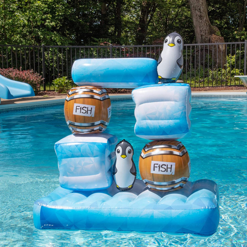 Splash Penguins Floating Pool Game - Build It, Hit It, Knock It Down! - water party toys
