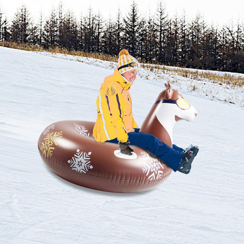 Inflatable husky Snow Tube Swimming Ring With Handle Non-toxic PVC Environmental Friendly Cartoon Cold-resistant Husky Inflatable Snow Sled