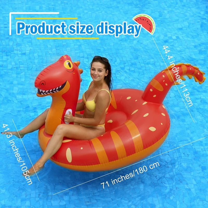 Inflatable Dinosaur Pool Float Fun Pool Floaties for Kids and Adults Giant Ride-On Raft Lounge Summer Pool Toys for Party