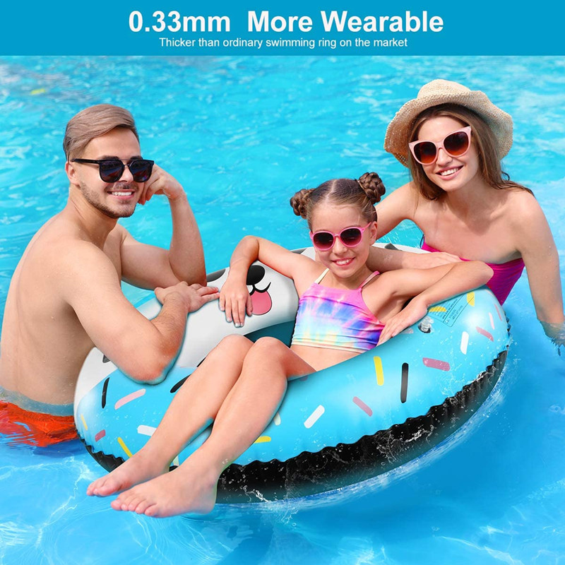 Pool Ring for Adults & Kids Health Materials Swim Ring Panda Pool Inner Tube with Handle& Inflatable Tube for Water Party