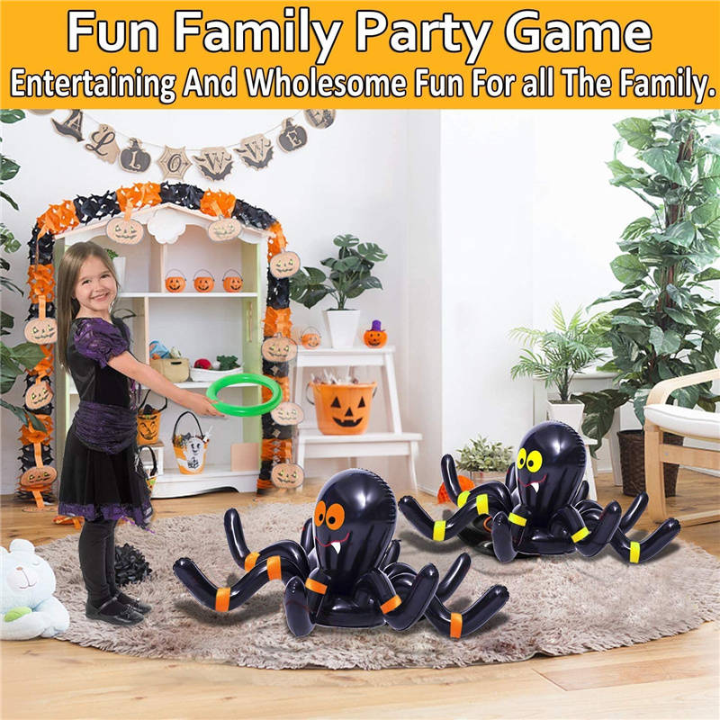 Inflatable Spider Toys for Halloween Witch Hat Ring Toss Game Halloween Party Games for Kids Adult