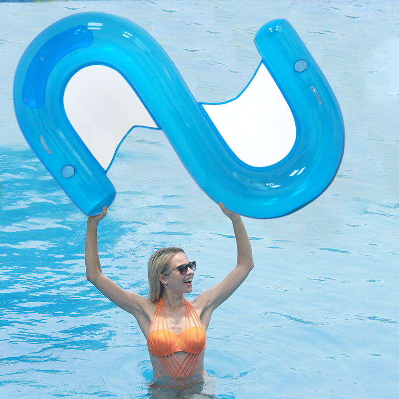 S shape water toy summer party gift double holiday swim pool float water lounge with mesh