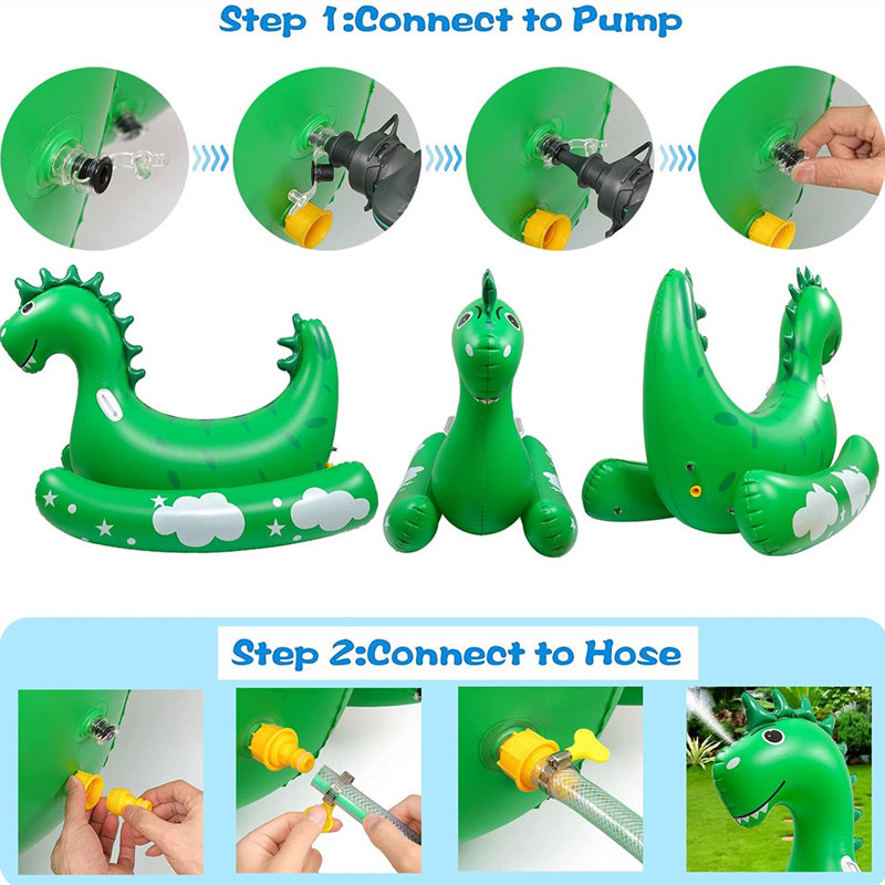 Inflatable Pool Float for Kids and Adults - Kids Sprinklers Pool Toys Ride-on Dinosaur Splash Pool Raft with 2 Handles